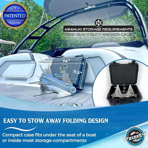 Miniatura 5 de WAVESRX TriAnchor - Stainless Steel Folding PWC & Boat Anchor Sets Instantly for Effortless Boat & Jet Ski Anchoring Compact Patent-Pending