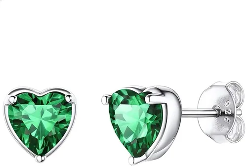 1 Pair Adabele Authentic Sterling Silver Heart Birthstone Stud Earrings 6mm 0.84 Carat Cubic Zirconia Diamond Gemstone Hypoallergenic Nickel Free