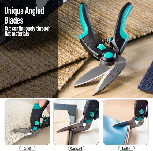 Miniatura 2 de Beaditive Tijeras de artesanía en ángulo multiusos de 10 pulgadas, acero inoxidable japonés, hoja dentada, tijeras industriales para telas gruesas