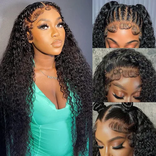 Miniatura 12 de Wingirl - Pelucas de cabello humano con malla frontal transparente HD de 13 x 4, densidad del 180 %, pre-sacado con pelo de bebé, sin pegamento, 13