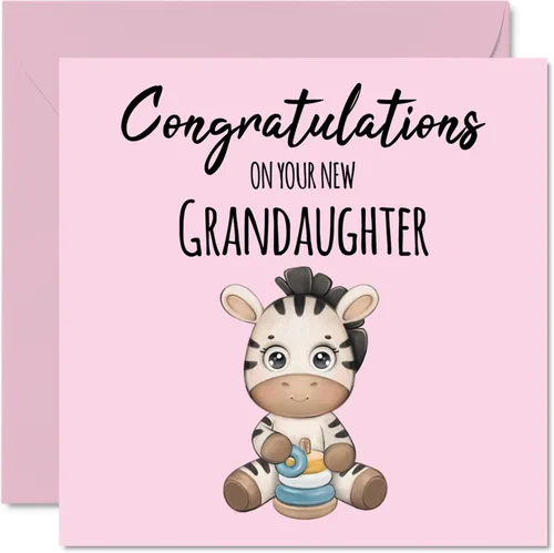 Nueva tarjeta de bebé niña – Nueva nieta – Tarjetas de felicitación para recién nacido, tarjetas de felicitaciones bien hechas, regalos de Abuela