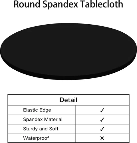 Miniatura 6 de NEWISHER - Funda para mesa redonda ajustable de spandex, mantel elástico con borde elástico negro para mesa de 60 pulgadas, apto para comedor