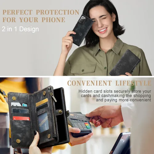 Miniatura 5 de Asuwish Funda de teléfono para Samsung Galaxy Note 20 Glaxay Note20 5G con cremallera, funda desmontable con protector de pantalla de vidrio