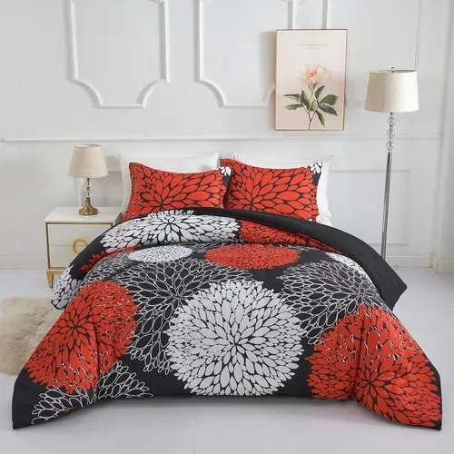 Miniatura 23 de Koniroom Juego de Edredón Twin - Juego de Edredón Floral Reversible Tamaño Twin, 2 Piezas Bonito Juego de Cama Twin de Flores y Plantas para Todas