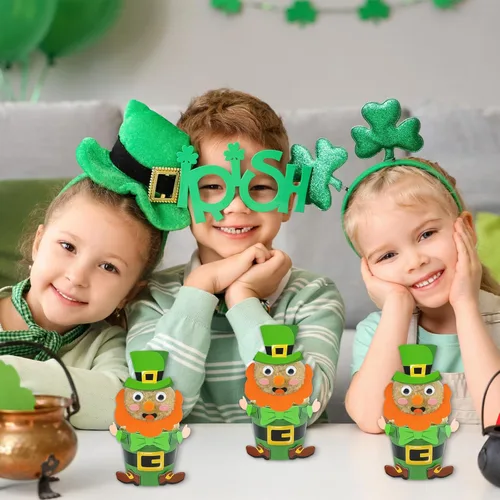 Miniatura 5 de Cinrobiye Juego de 24 kits de manualidades del día de San Patricio, kit de fabricación de macetas de duende para hacer macetas decorativas de duende