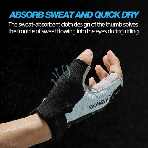 Miniatura 5 de ROCKBROS Guantes de ciclismo para hombre, guantes de bicicleta de montaña, guantes de bicicleta SBR Pad antideslizante guantes de conducción