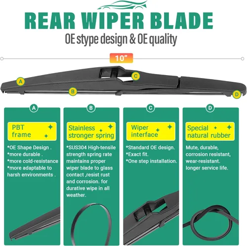 Miniatura 4 de 26" 16" 10" Limpiaparabrisas de repuesto para Toyota RAV4 2013 2014 2015 2016 2017 2018 Limpiadores frontales y traseros premium para todo