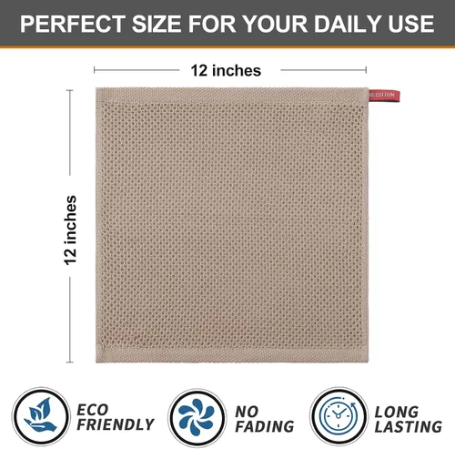 Miniatura 109 de Kitinjoy - Paños de cocina de 100 % algodón, tela de tejido gofrado, paño de limpieza ultrasuave, absorbente y de secado rápido. Beige