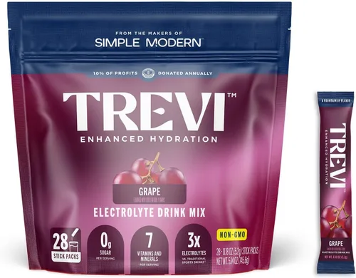 Miniatura 26 de TREVI™ Everyday - Electrolitos sin azúcar, paquetes de polvo de hidratación de mezcla de bebidas esenciales, 28 unidades, limonada de bayas