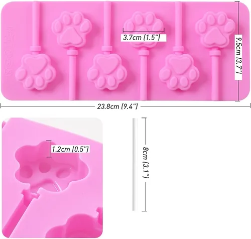 Miniatura 2 de Newk Molde de silicona Lollipop, 4 paquetes de 6 moldes de silicona antiadherentes para piruletas de chocolate y dulces