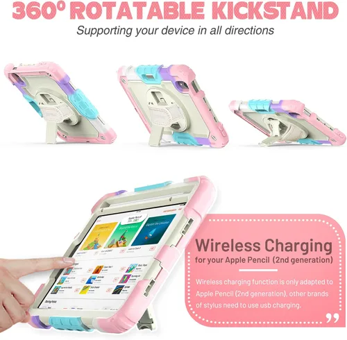 Miniatura 5 de SEYMAC stock Funda para iPad Mini 7 (A17 Pro) 2024/Mini 6 de 8.3 pulgadas con protector de pantalla portalápices [correa de mano giratoria 360º]