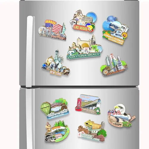 Miniatura 4 de Imán de Daytona Beach de los E.E.U.U. Imán de nevera 3D de madera Monumentos de viaje coleccionables, recuerdos, decoración hecha a mano 2
