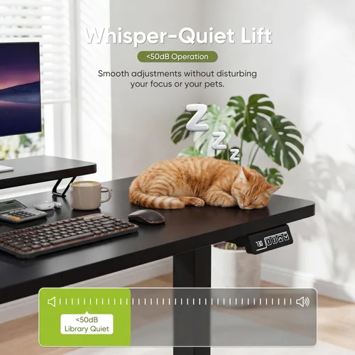 Miniatura 4 de Furmax Escritorio eléctrico de pie, escritorio de pie de 47 x 24 pulgadas, escritorio de pie para sentarse y trabajar en altura ajustable, Negro