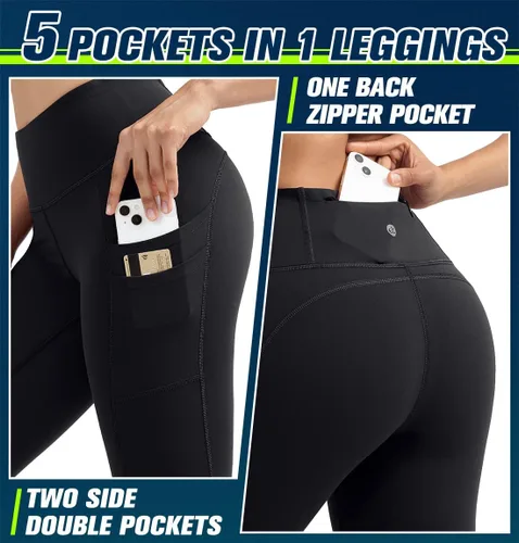 Miniatura 3 de Ewedoos Pantalones de yoga para mujer, leggings de entrenamiento con bolsillos para mujer, cintura alta, control de abdomen, leggings de gimnasio