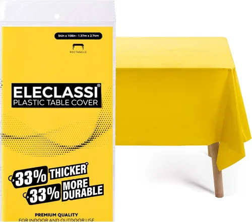 Miniatura 19 de Eleclassi Negro Paquete de 12 Manteles Redondos de Plástico Desechables Premium - Manteles de Mesa de Plástico Redondos de 84 Pulgadas para Fiestas