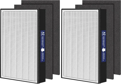 Filtro de repuesto A2 para modelos 3M Filtrete Room A2 FAP-C02-A2 FAP-C03-A2 FAP-T03-A2, 2 filtros posteriores + 4 prefiltros de carbono, número de