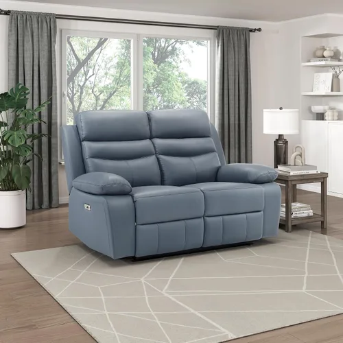 Miniatura 15 de Lexicon Silla Reclinable para Sala de Estar de Combinación de Cuero, Asientos para Cine en Casa, Sillón Reclinable Pegado a la Pared, Sillón Azul