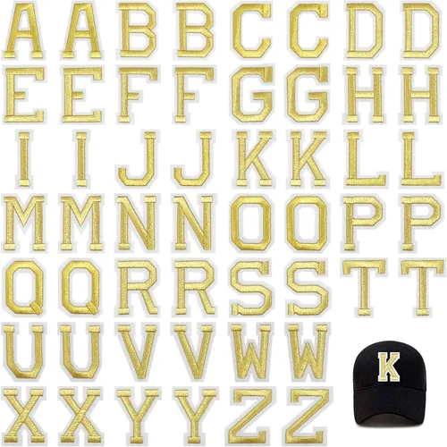 Miniatura 23 de Jongdari Parches para planchar con letras y números para ropa, parches de alfabeto bordado de 2" para chaqueta Letterman A-Z y apliques 0-9 para Rojo