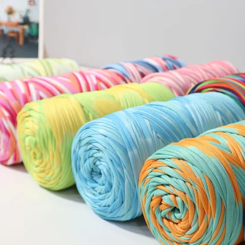 Miniatura 5 de Hilo de camiseta de 160 yardas de tela de ganchillo de tela de ganchillo colorido para ganchillo para principiantes DIY bolsa de manualidades a mano