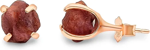 Miniatura 16 de Aretes de piedra preciosa natural en bruto con oro rosa sobre plata de ley 925, 6 a 0.276 in, regalo de piedra de nacimiento de calidad genuina