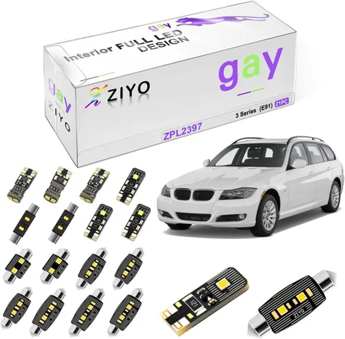Miniatura 11 de ZIYO Kit de luces interiores LED de reemplazo para BMW E90 E91 E92 E93 Serie 3 2005-2013, bombillas LED de domo blanco xenón 6000K de 18 bombillas