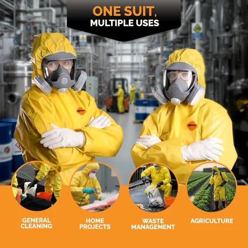 Miniatura 4 de Tiger Tough Yellow Hazmat Suit Disposable - Chemical Protective Coveralls with Hood, PPE Paint Suit, Cleaning Jumpsuit