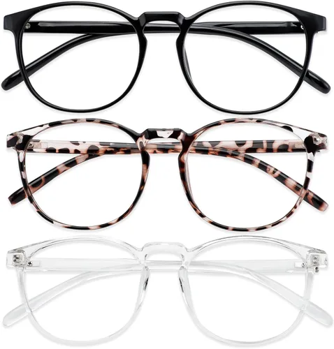 Miniatura 9 de Przene Gafas redondas con bloqueo de luz azul para mujeres y hombres, negro/cristal/gris Lightweight TR Frame,Retro Round,Computer Mobile Phone