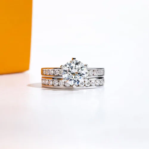 Miniatura 7 de Anillos de eternidad de moissanita, anillos de boda, color D, claridad VVS1, redondo, corte brillante, plata de ley 925, 56 piedras, anillos