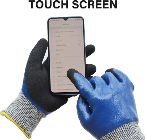 Miniatura 5 de Guantes de jardinería duraderos, guantes de jardín de nitrilo resistentes, doble capa (M, 2 pares azul)