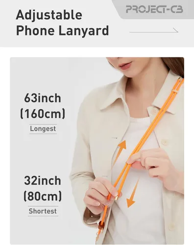 Miniatura 2 de Cordón para teléfono celular 1, Pestaña de sujeción para teléfono 2, Correa cruzada para teléfono, Cordones para alrededor del cuello, Correa Negro-b