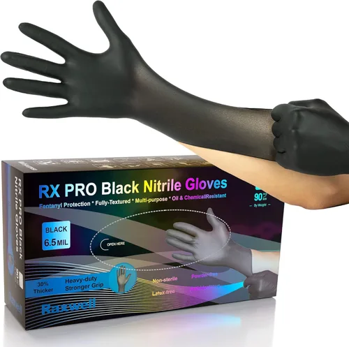 Miniatura 11 de Raxwell Disposable Nitrile Gloves - Food Grade Heavy-Duty Puncture Resistant Black Gloves for Cooking & Food Service
