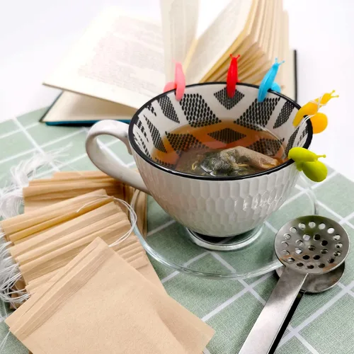 Miniatura 3 de SNAIL GARDEN 300 bolsas de filtro de té, infusor de té para té de hojas sueltas con 1 pinza para bolsa de té y 5 soportes para bolsas de té, papel