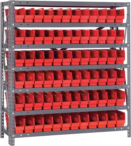 Miniatura 145 de Quantum QSBU-245BK Heavy Duty Shelving Unit with (7) Shelves and (24) QUS245 Black Bins for Garage Warehouse Storage Distribution 400 lb Load