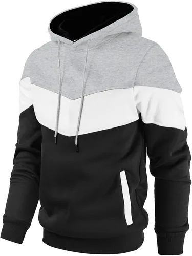 Miniatura 2 de Gesean - Sudadera con capucha de manga larga para hombre diseño de bloque de color estilo casual con bolsillo