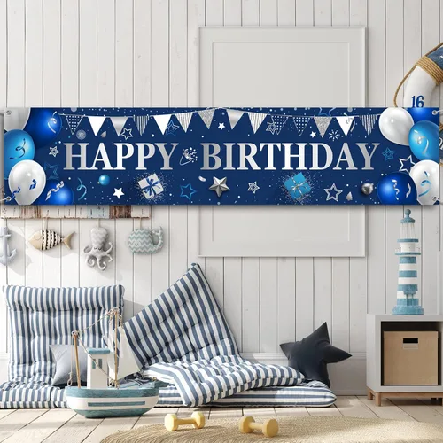 Miniatura 6 de Cartel de patio para regalos de feliz cumpleaños, pancartas grandes de cumpleaños para decoraciones exteriores, telón de fondo para hombres
