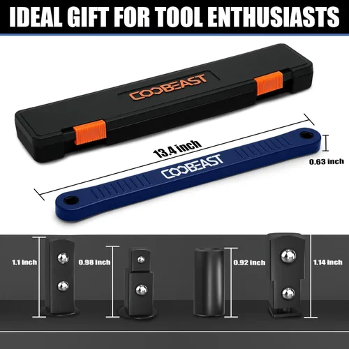 Miniatura 4 de coobeast Llave de extensión de desplazamiento lista para impactos, herramienta extensora de llave de vaso con adaptadores versátiles de Azul
