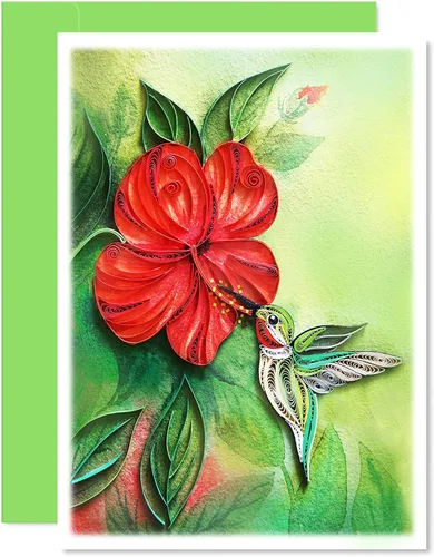 Miniatura 11 de KingKraft Tarjeta de felicitación de pájaro del paraíso Quilling, tarjeta de cumpleaños, tarjeta de aniversario para esposa, marido, tarjeta