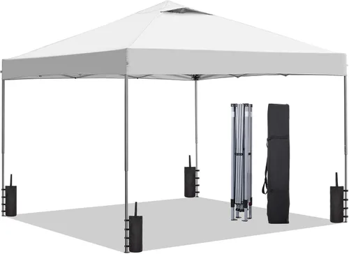 Miniatura 32 de GDY 10x10FT Pop-Up Canopy Tent — with 4-Side Walls & Vented Top, Portable Outdoor Event Tent for Garden, Poolside, Parks, Parties,Camping, White.