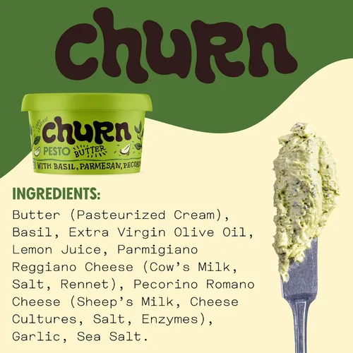 Miniatura 7 de Churn Mantequilla de Cacio & Pepe, mantequilla saborizada batida con mantequilla orgánica alimentada con hierba (5.5 onzas, paquete de 2) – Sin OMG
