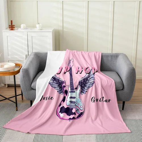 Miniatura 35 de Castle Fairy Manta de forro polar con botas de vaquero, manta de guitarra musical bohemia para niños y niños, manta de vaquera rústica occidental
