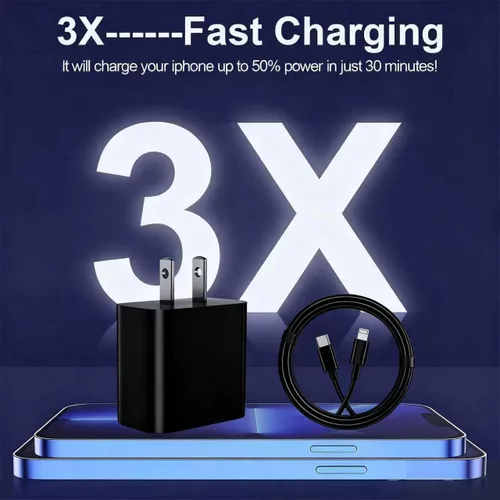 Miniatura 4 de FEEL2NICE Cargador de iPhone de carga rápida, paquete de 2 bloques de carga de pared tipo C con 2 unidades [6 pies y 10 pies] cable USB C a Negro