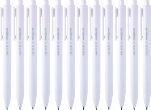 ParKoo Bolígrafos de gel retráctiles: tinta negra de 12 quilates, punta fina de 0.028 in, bolígrafo blanco, bolígrafos de escritura suave de secado