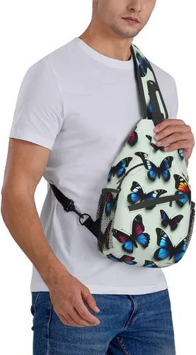 Miniatura 8 de Mariposa y violonchelo bolso bandolera bandolera bolsa de pecho ligero Sling Daypackstravel senderismo ciclismo para hombres mujeres