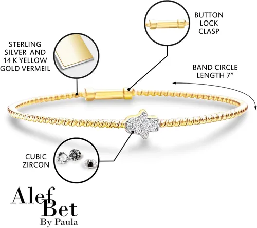 Miniatura 13 de Alef Bet by Paula Hamsa Hand Bracelet Sterling Silver for Women Worn for Protection and Abundant Blessings Beautiful Design for Everyday Wear