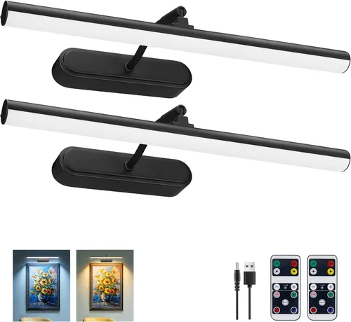 Miniatura 12 de RAIFOOLLY Luz de imagen, luces de imagen para pared inalámbricas, luces de imagen de 16 pulgadas con temporizador y regulable, luces de pared a
