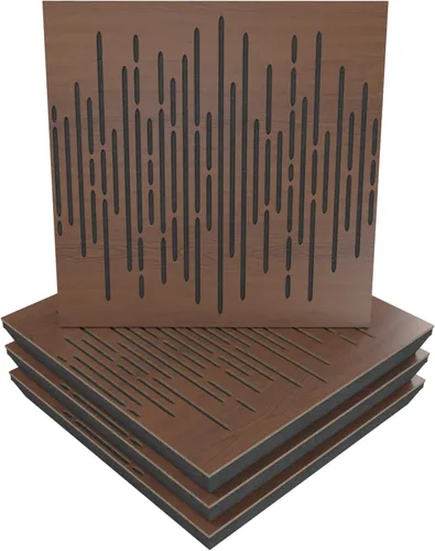 Miniatura 11 de Panel acústico difuso de absorción de sonido, «onda» para estudio de grabación Laminado en madera: (Sonoma), (paquete de 4)