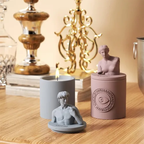 Miniatura 4 de BOOWAN NICOLE Tarro de vela Molde de silicona para macetas de hormigón, herramientas de fabricación de almacenamiento de cemento casero SH0815