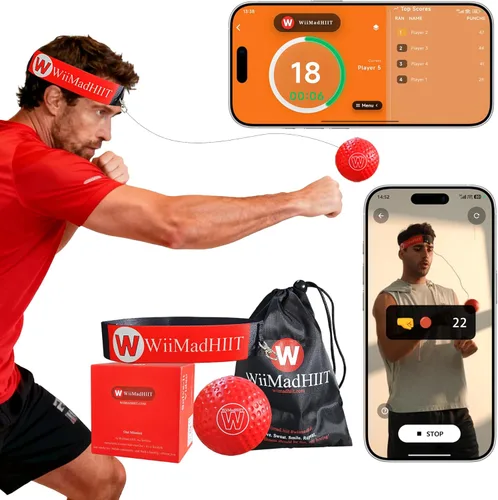 Pelota de boxeo Reflex con aplicación contadora de golpes, divertido juego de golpes con diadema, entrenamiento de coordinación mano-ojo | Equipo de