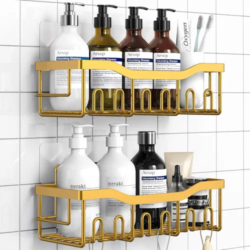 Miniatura 8 de EUDELE Paquete de 2 organizadores de ducha adhesivos para decoración del hogar y almacenamiento de cocina, sin taladrar, organizador de estante
