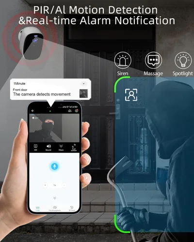 Miniatura 2 de ELECCTV Cámaras de seguridad WiFi 5G/2.4G inalámbricas para exteriores, cámaras WiFi alimentadas por batería 2K con detección de movimiento AI